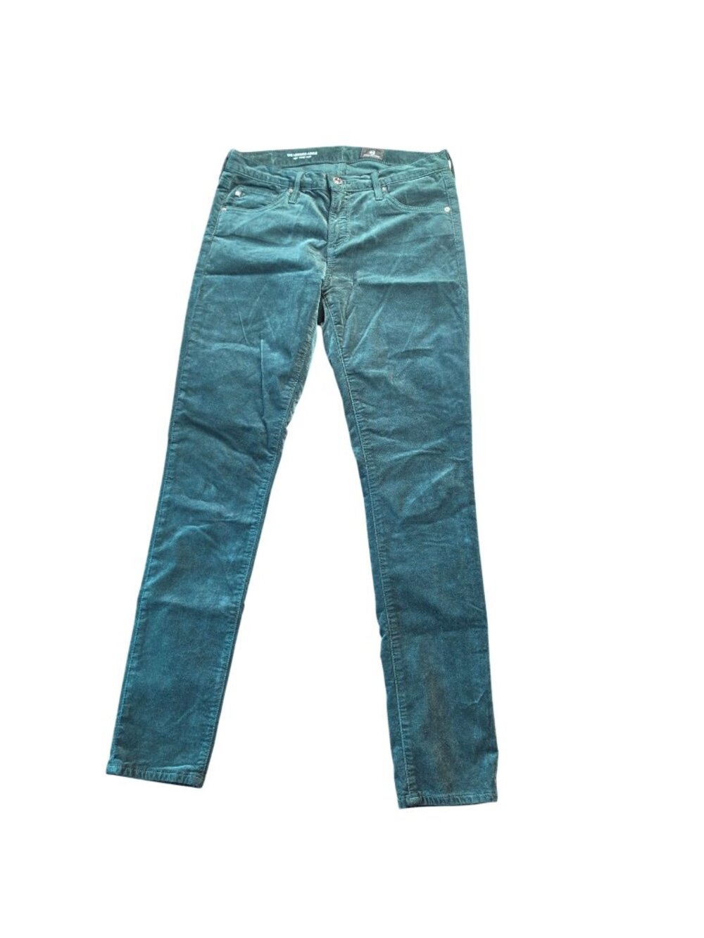 AG The Legging Ankle Super Skinny Jeans 27 Teal Green Sateen Adriano Goldschmied
